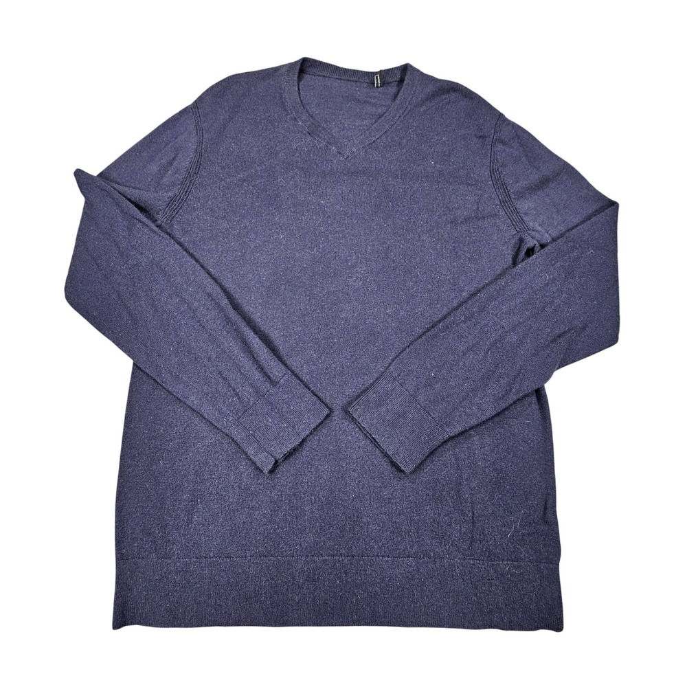 Theory Riland V Harman Sweater Mens Medium Navy Blue Merino Wool V-Neck M0981724